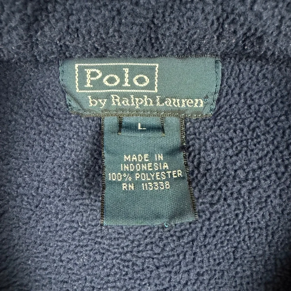 Vintage Polo Ralph Lauren Mens L Navy Red Fleece Full Zip Spellout Sport Vest